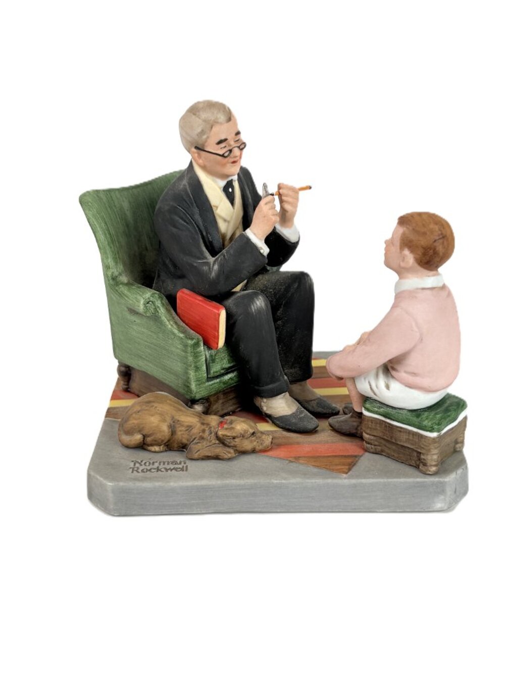 Vintage Norman Rockwell "Words of Wisdom" Figurine Grandfather & Boy 1982